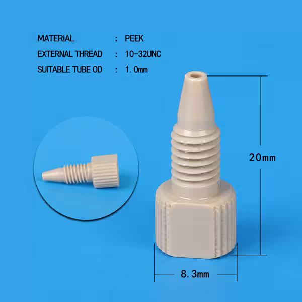 Raccords PEEK pour microtubes HPLC, compatibles avec des tubes de 1/32 pouce, 0,8 mm, 0,36 mm et 1 mm 2 Usine de raccords HPLC de 1/32“