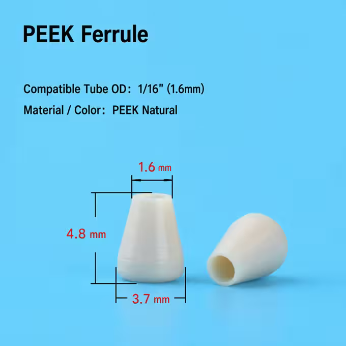 1/16-Zoll-PEEK-Ferrule für HPLC-Schlauchanschlüsse und Kapillarverbindungen – Hersteller 5 PEEK-Hülse für 1/16-Zoll-HPLC-Schlauchanschluss