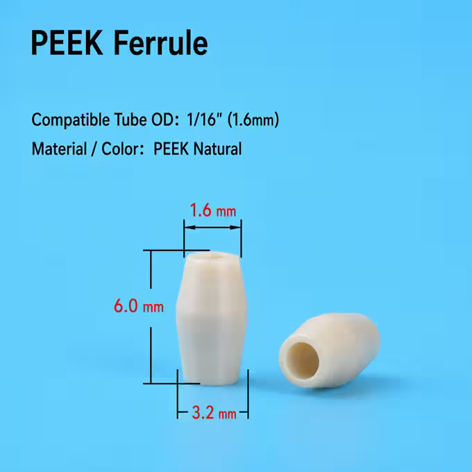 1/16-Zoll-PEEK-Ferrule für HPLC-Schlauchanschlüsse und Kapillarverbindungen – Hersteller 3 Hochdruck-PEEK-Hülse für HPLC-Anschlüsse und Schlauchverbindungen