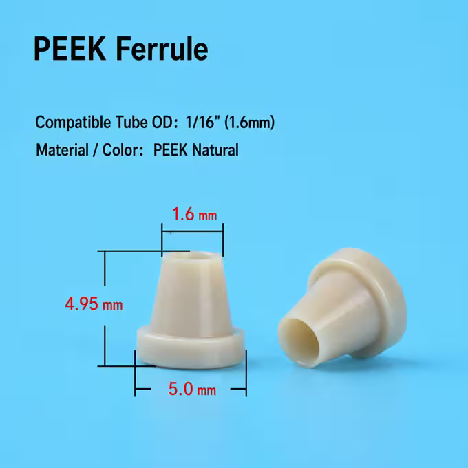 1/16-Zoll-PEEK-Ferrule für HPLC-Schlauchanschlüsse und Kapillarverbindungen – Hersteller 4 PEEK-Ferrule als Ersatz für 1/16-Zoll-HPLC-Kapillarschläuche